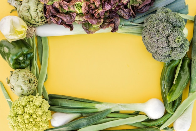 Composition of fresh vegetables in square