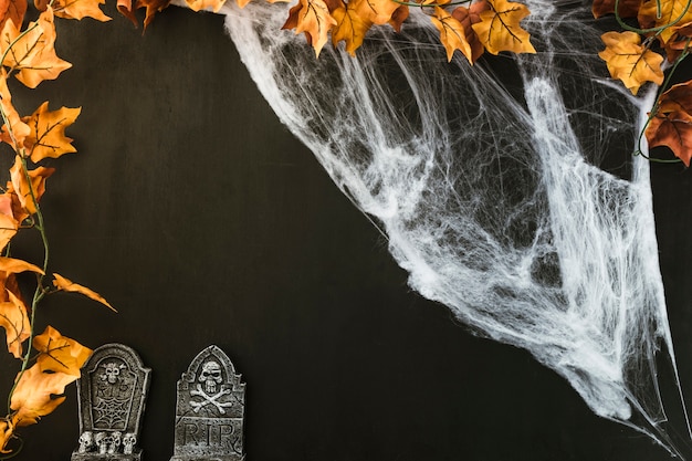 Free photo composition for halloween with cobweb