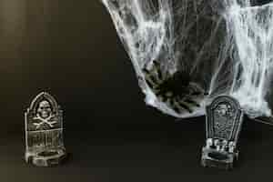 Free photo composition for halloween with tombstones