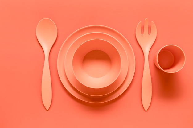 Free photo composition of pink plastic served dish