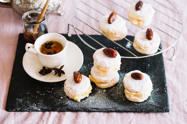 Free photo composition of tea and pastries