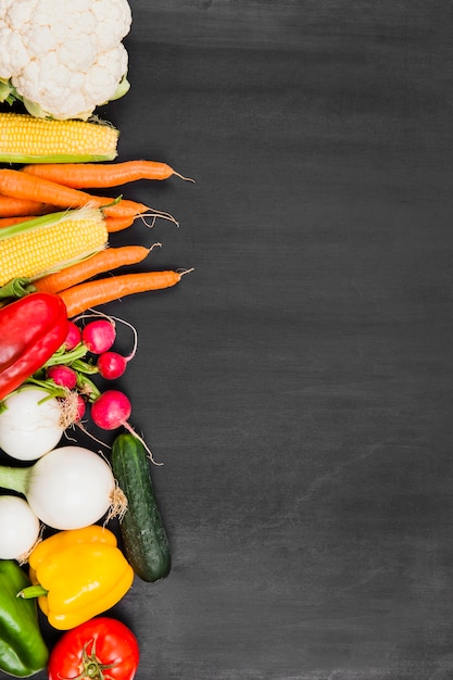 Free photo composition of vegetables with space on right