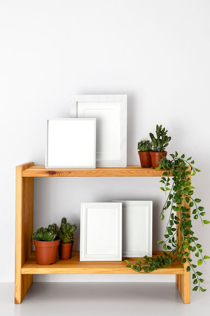 Free Photo composition with empty white frames indoors