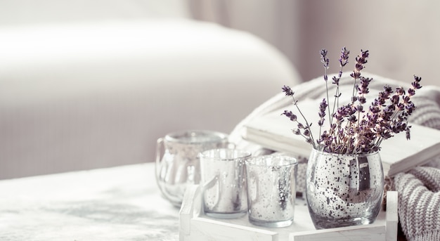 composition with lavender in a glass