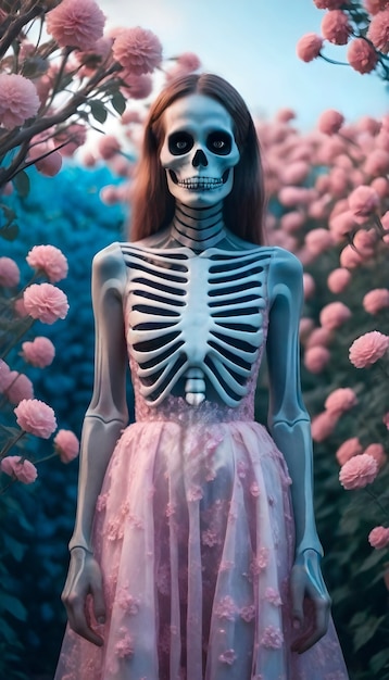 Free Photo composition with portrait of female skeleton