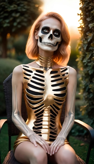 Composition with portrait of female skeleton