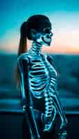 Free photo composition with portrait of female skeleton