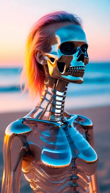 Composition with portrait of female skeleton