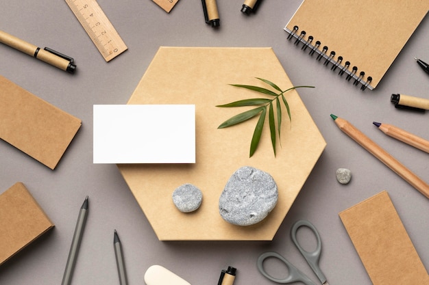 Free Photo composition with stationery elements on grey