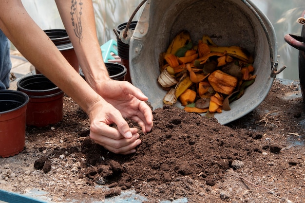 Free photo compost still life concept