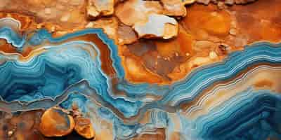 Free photo concentric bands of azure and amber form an intricate mineral landscape