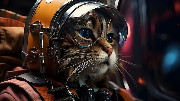 Free Photo concept cute cat in scifi space wallpaper