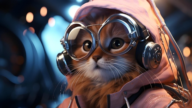 concept futuristic Cat in SciFi Space wallpaper