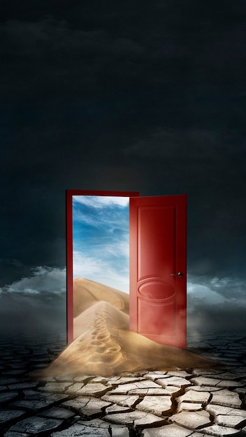 Free Photo concept of open door collage