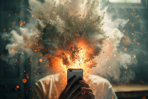 Free Photo concept of person suffering from cybersickness and technology addiction