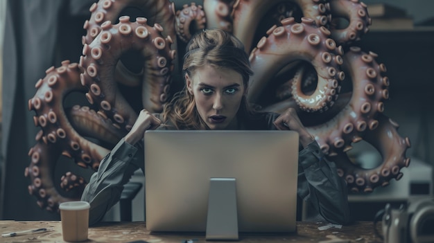 Free Photo concept of person suffering from cybersickness and technology addiction