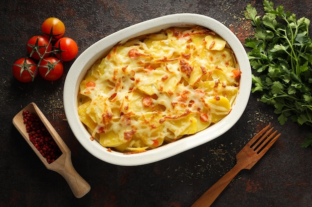 Free photo concept of tasty and delicious homemade food potato casserole