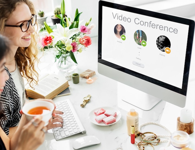 Free photo conference call network communication concept