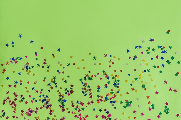 Confetti on a green table