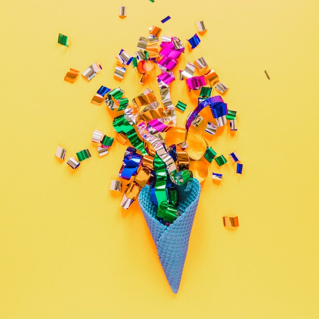 Free Photo confetti in waffle cone