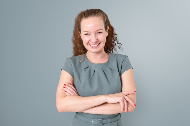 Confident European businesswoman smiling closeup portrait for jobs and career campaign