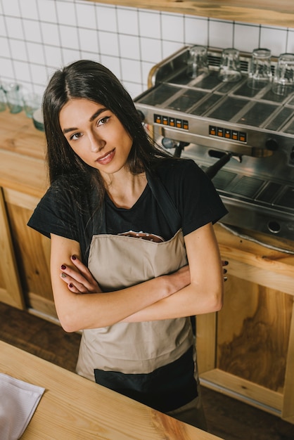 Confident female bartender