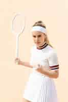 Free photo confident woman tennis player of result