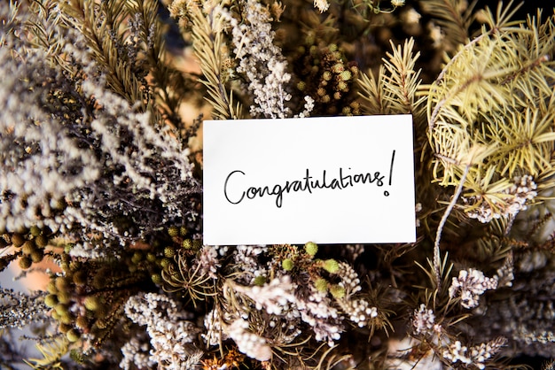 Free photo congratulations card with various plants