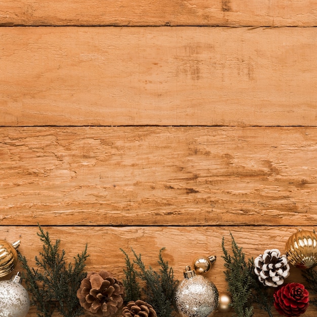 Coniferous twig decorated snags and baubles