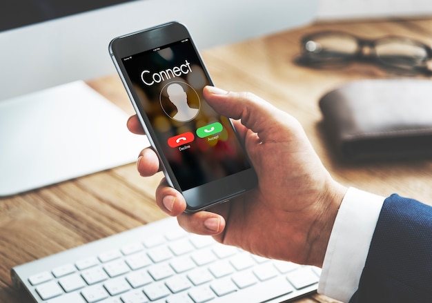 Free photo connect incoming call communication concept