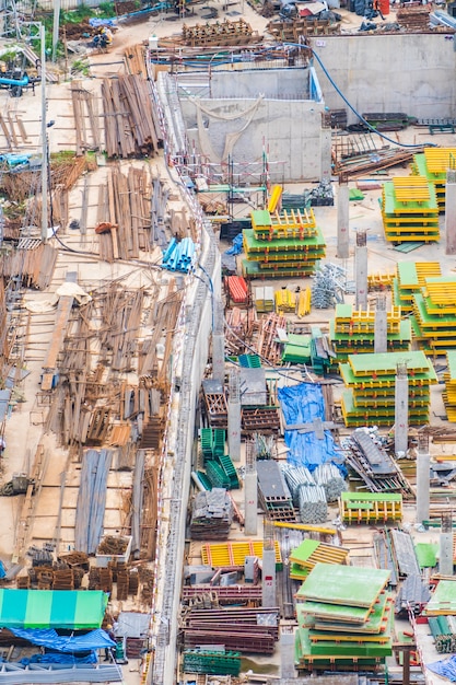 Construction of a building seen from above