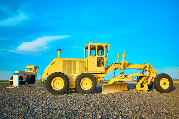 Construction heavy equipment on the site on a sunny da