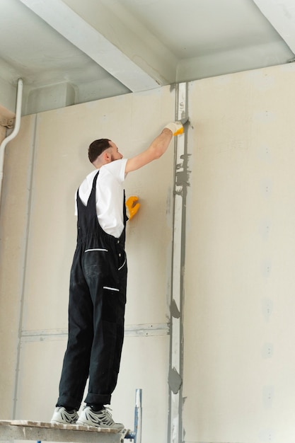 Free Photo construction worker at job full shot