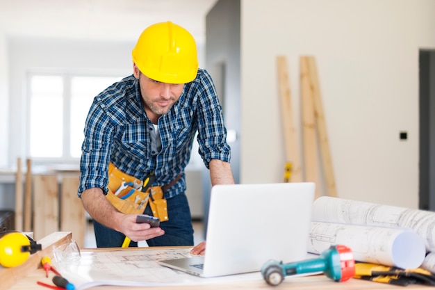 Free Photo construction worker on workplace