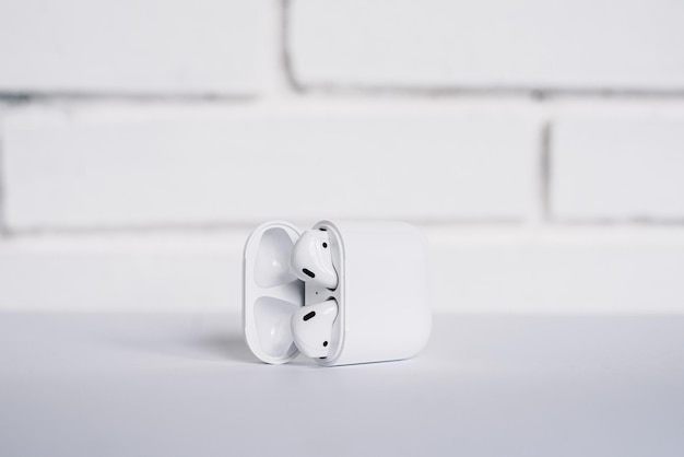 Free photo container with true wireless earphones