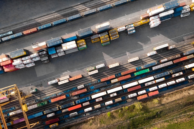 Containers and railways above view