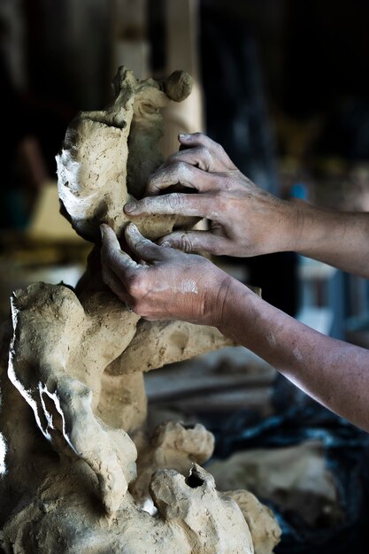 Contemporary sculpture in the atelier