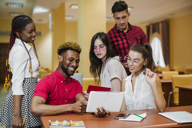 Content people coworking and studying