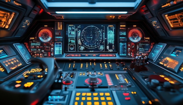 Free photo control table of a spacecraft from the inside