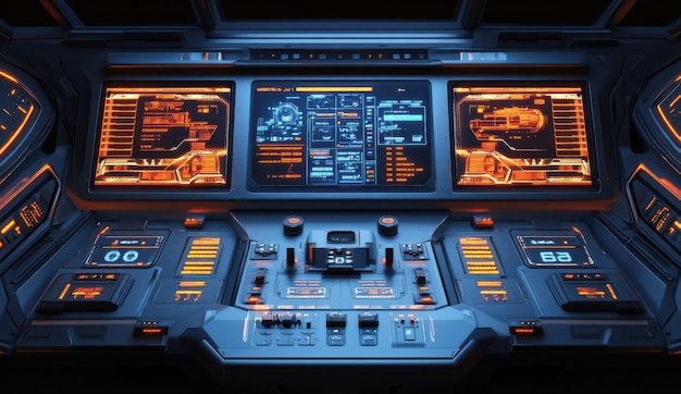 Free photo control table of a spacecraft from the inside