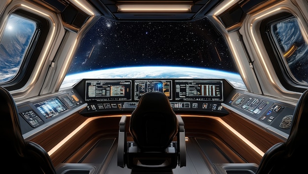 Free photo control table of a spacecraft from the inside