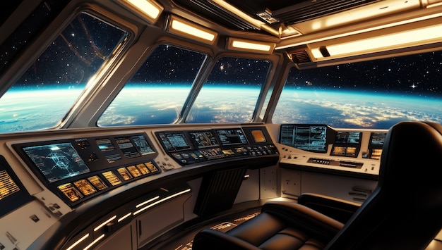 Free photo control table of a spacecraft from the inside