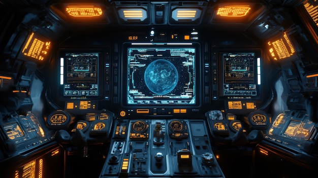 Free photo control table of a spacecraft