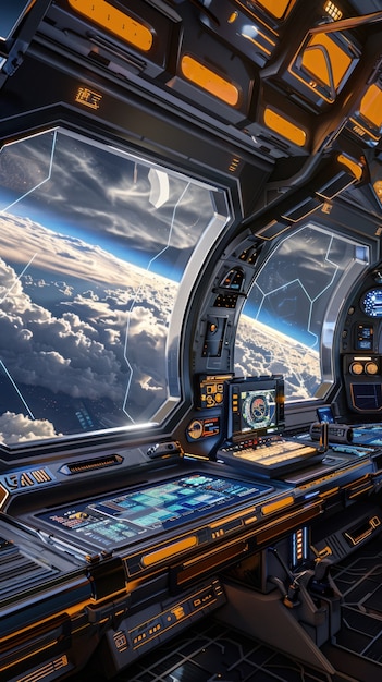 Free photo control table of a spacecraft