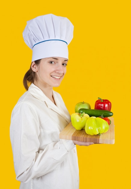 cook woman with  vegetables