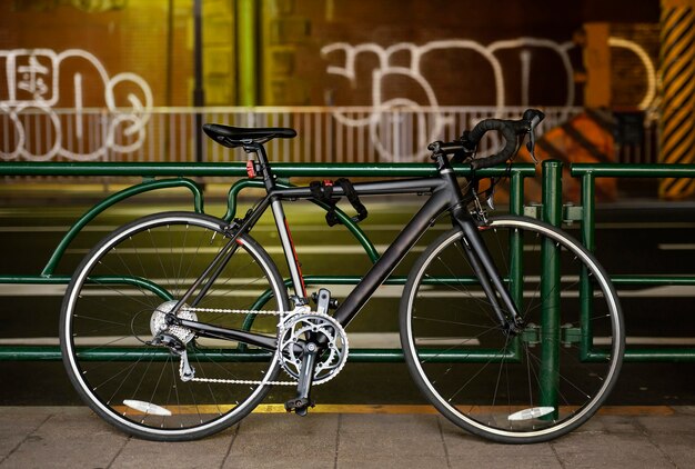 Cool black bicycle outdoors