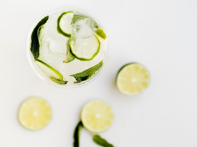 Cool cocktail with lime and peppermint