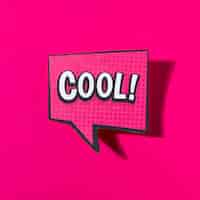 Free photo cool comic text speech bubble on pink background