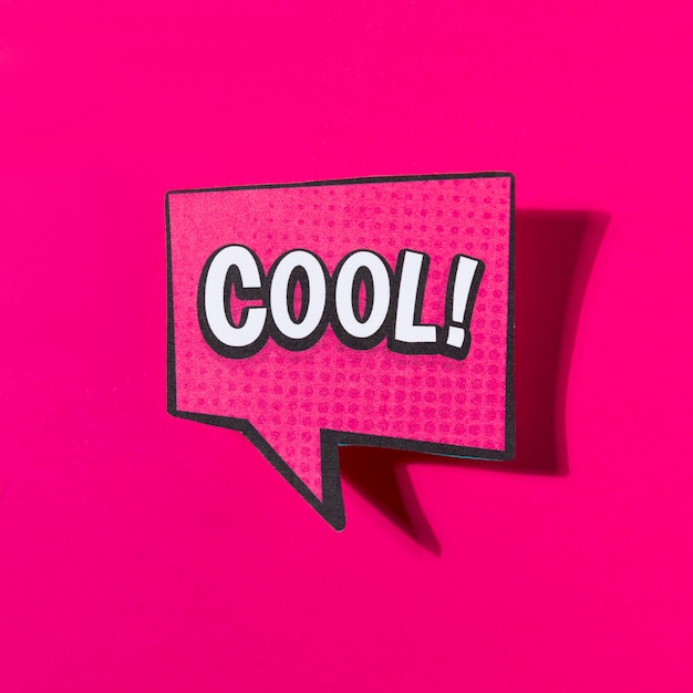 Free Photo cool comic text speech bubble on pink background