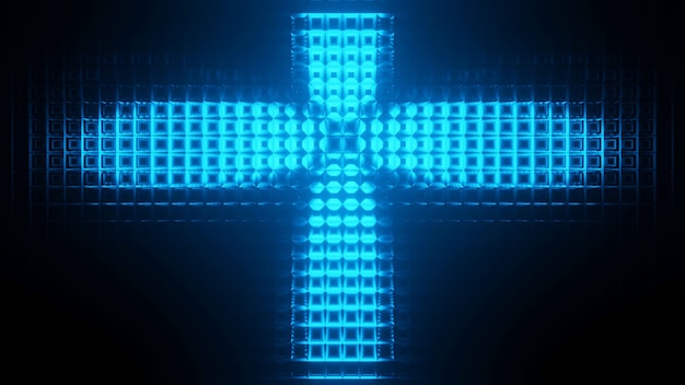 Free photo cool cross-shaped futuristic sci-fi techno lights